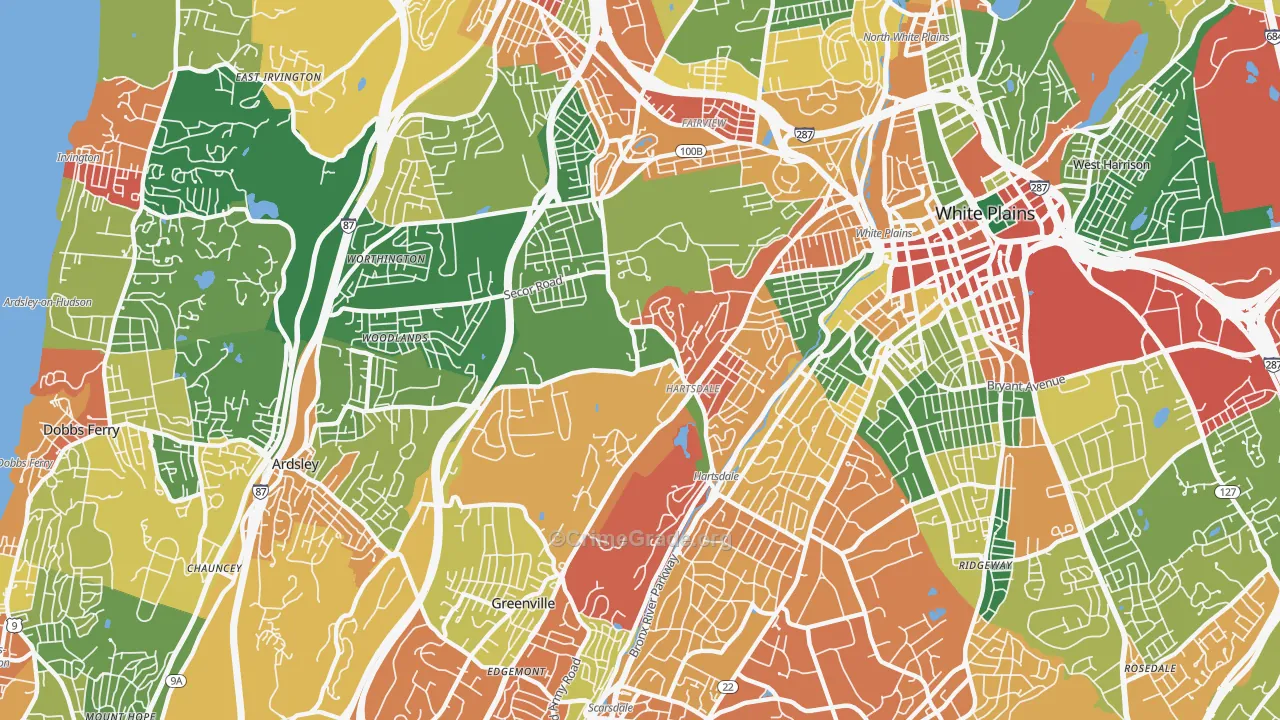 Hartsdale, NY Map of Theft Rates