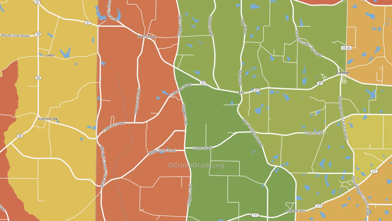 Hartsfield, GA Map of Theft Rates