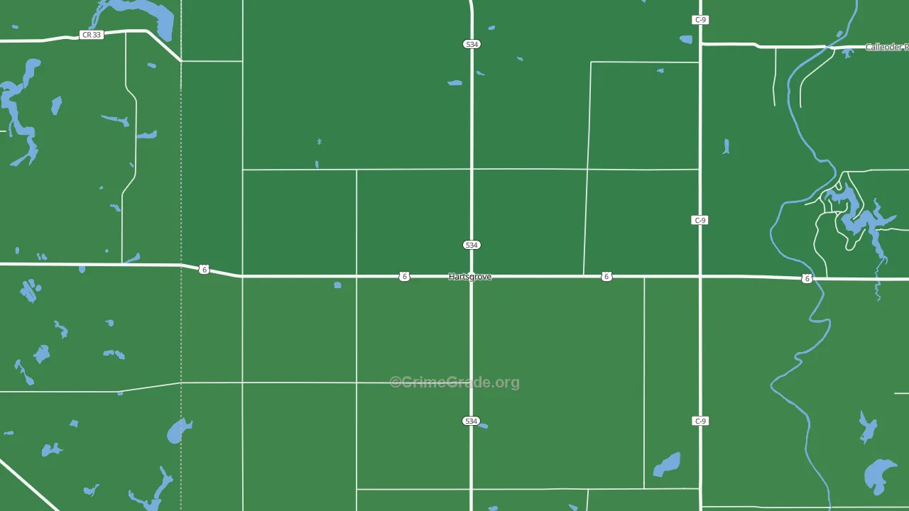 Hartsgrove, OH Map of Theft Rates