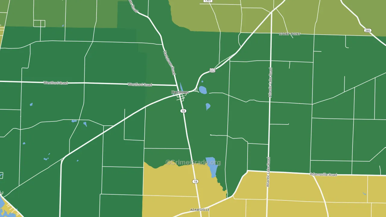 Hartstown, PA Map of Theft Rates