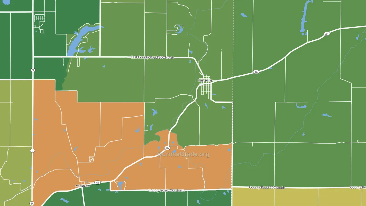 Hartsville, IN Map of Theft Rates