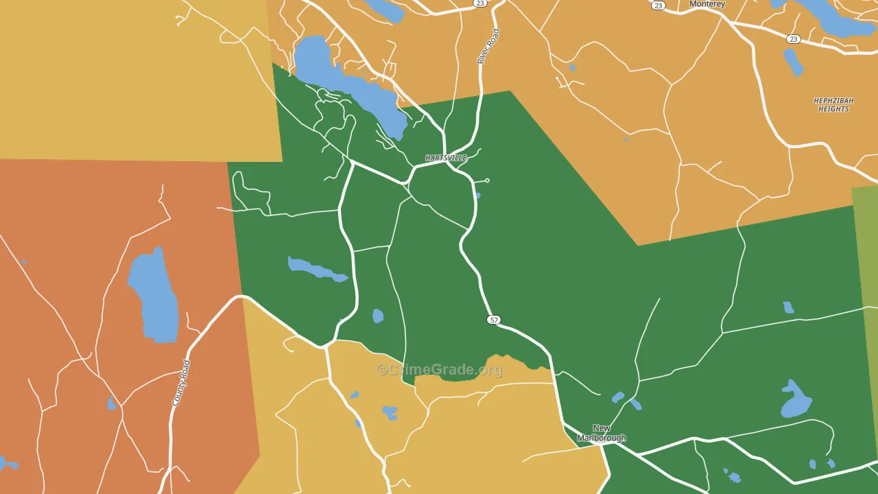 Hartsville, MA Map of Theft Rates