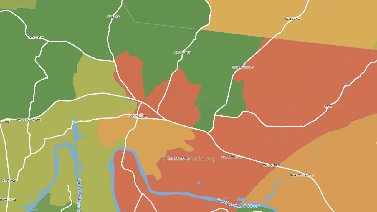 Hartsville, TN Map of Theft Rates