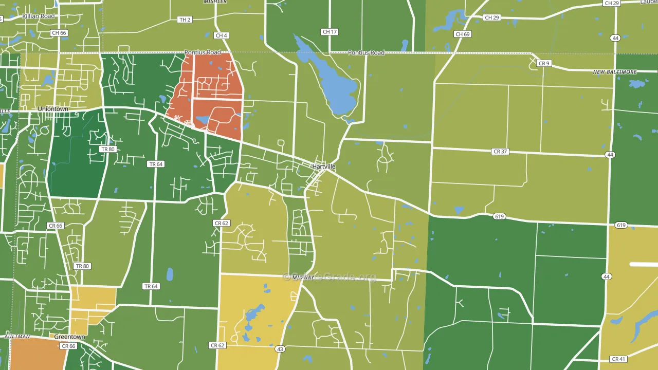 Hartville, OH Map of Theft Rates