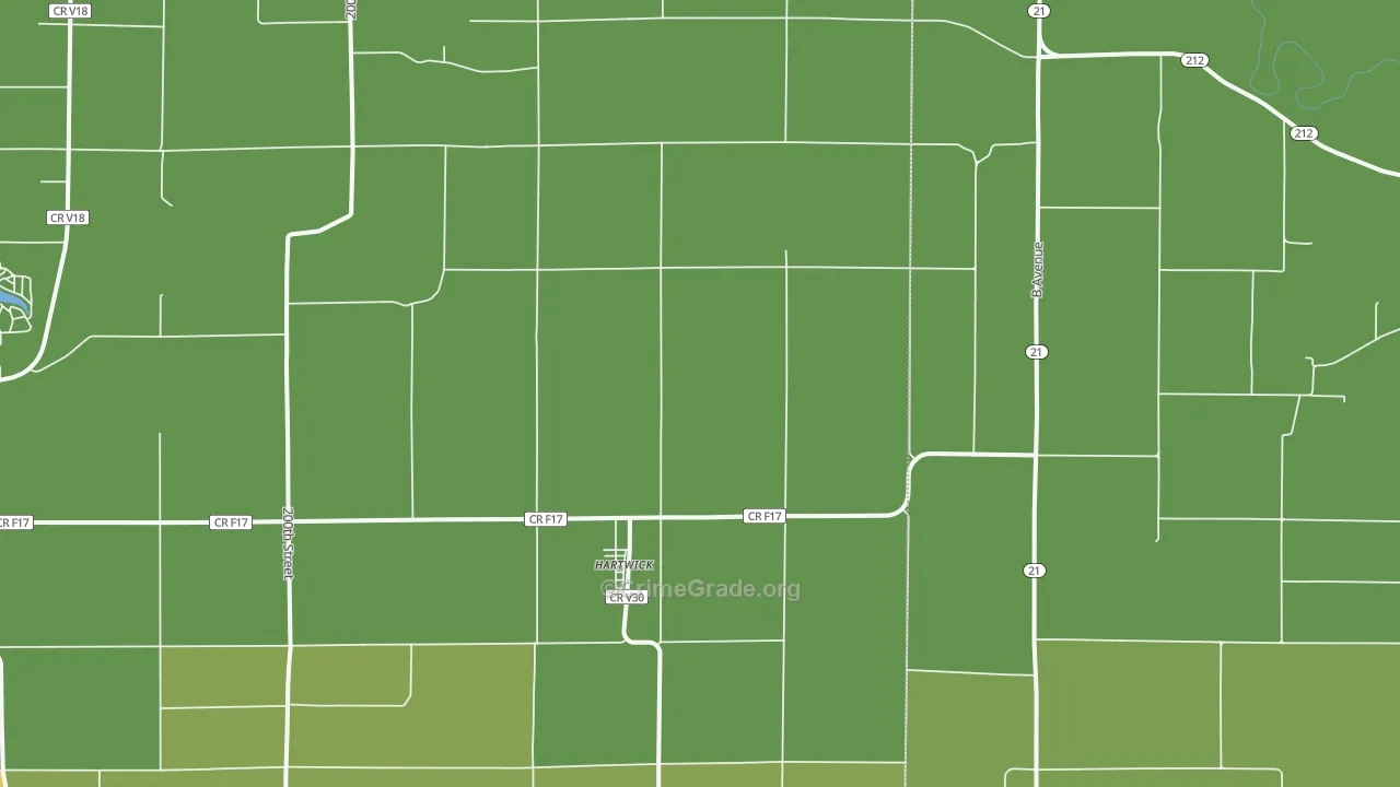 Hartwick, IA Map of Theft Rates