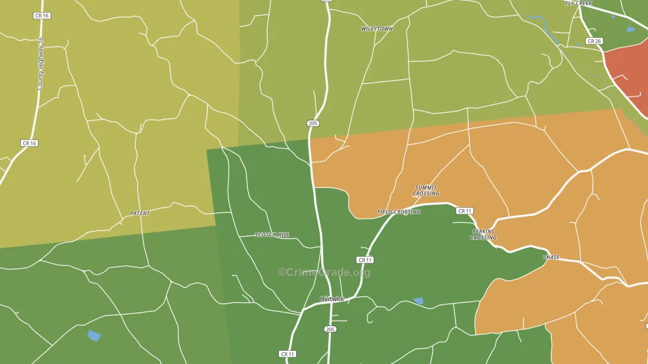 Hartwick, NY Map of Theft Rates