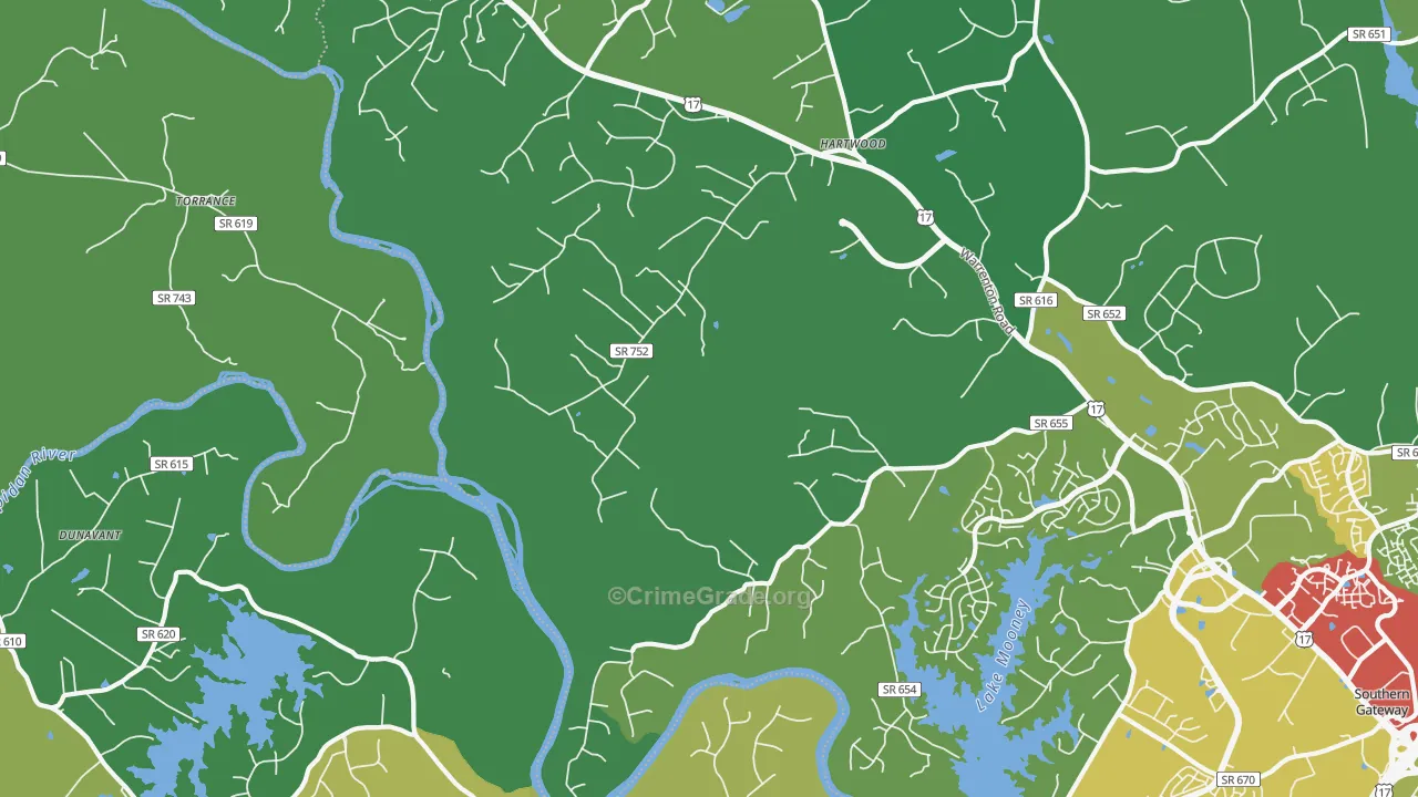 Hartwood, VA Map of Theft Rates