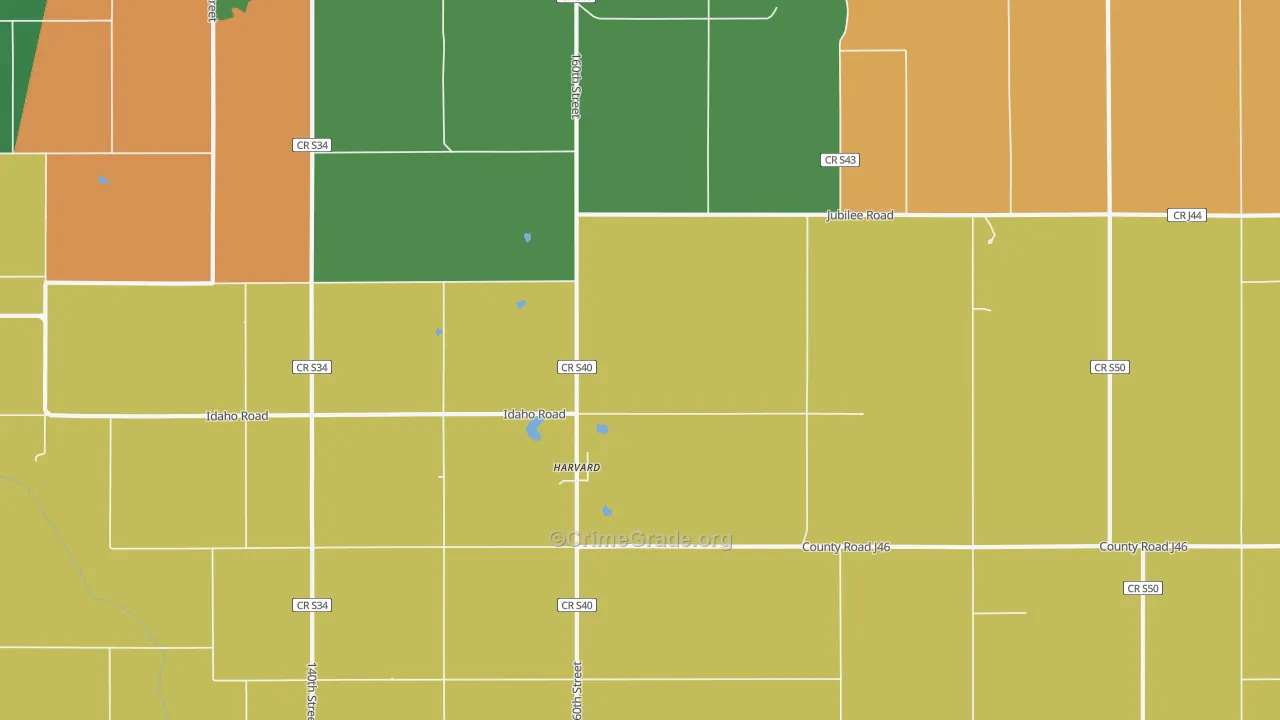 Harvard, IA Map of Theft Rates
