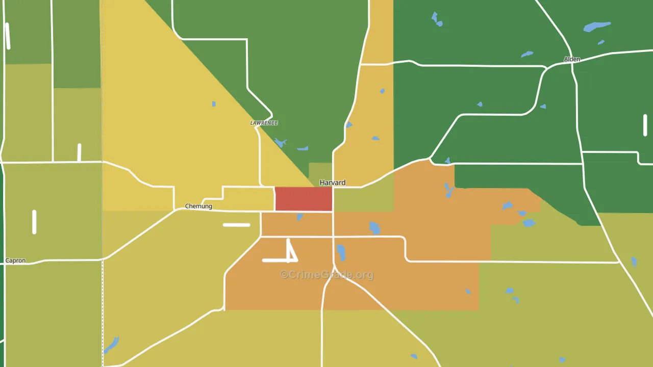 Harvard, IL Map of Theft Rates