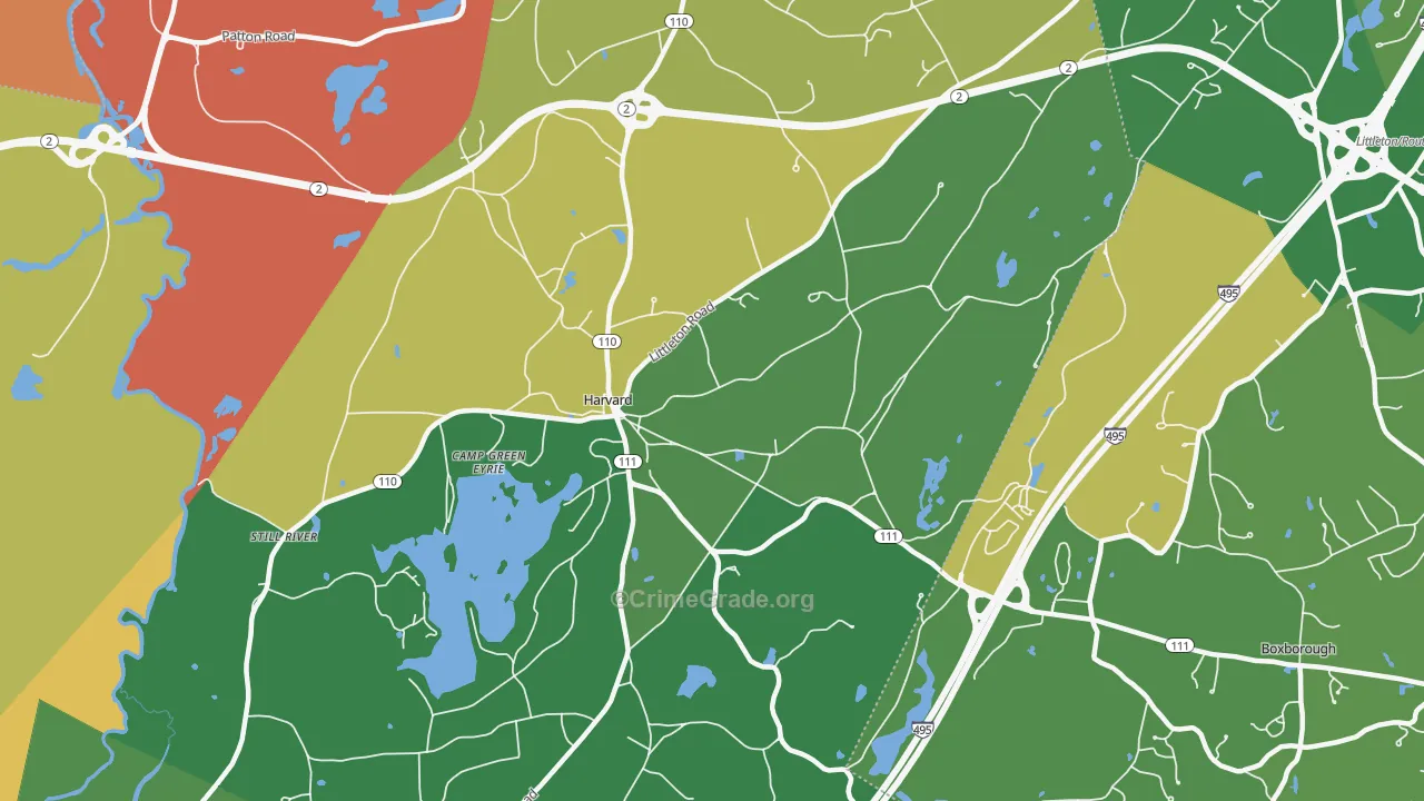 Harvard, MA Map of Theft Rates