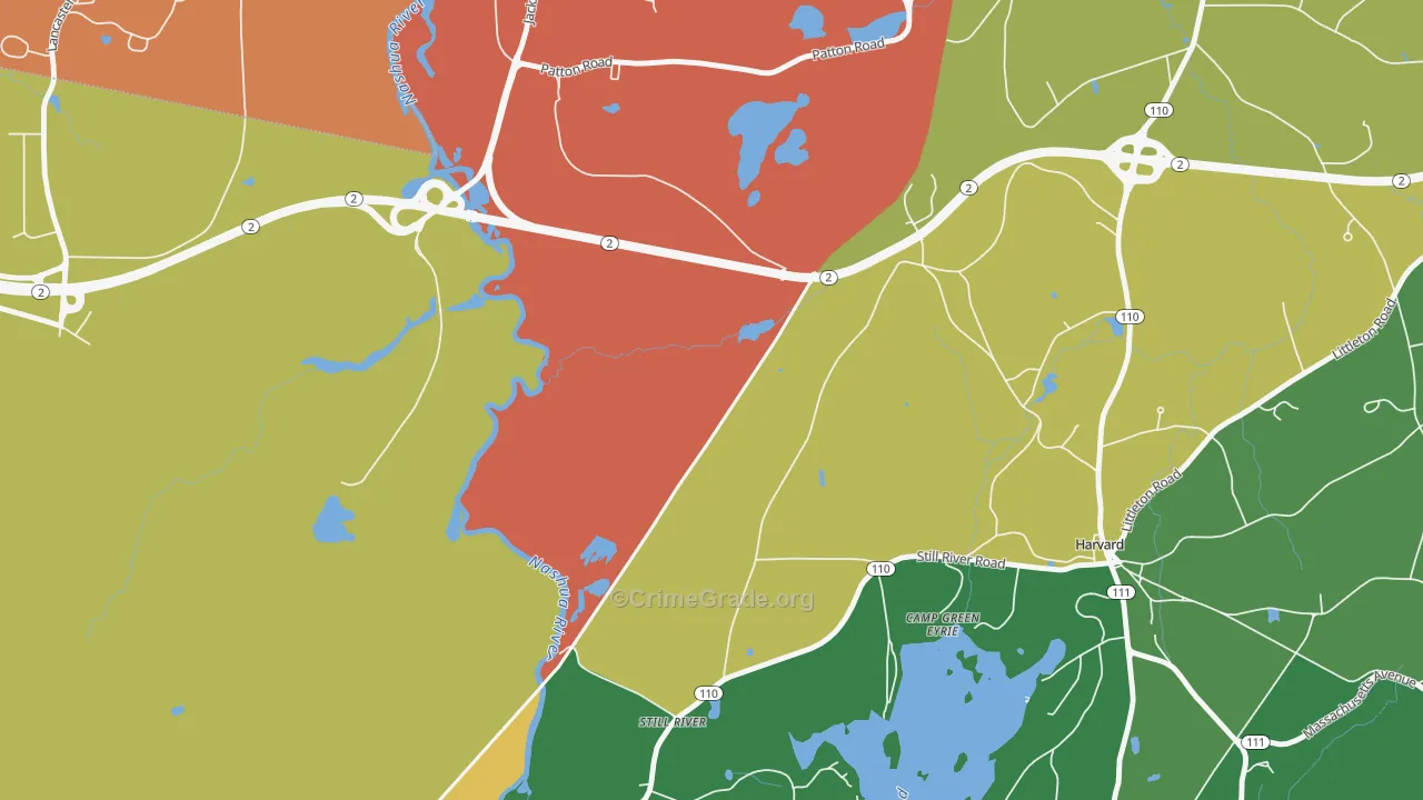 Harvard Station, MA Map of Theft Rates