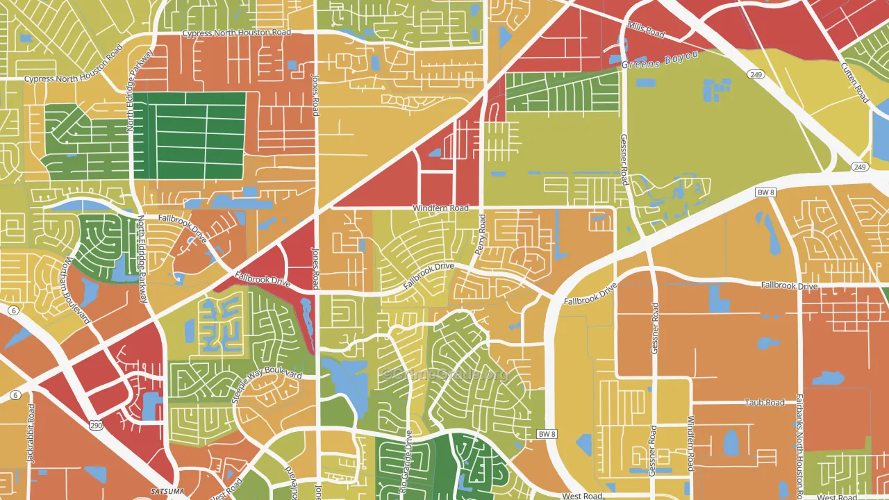 Harvest Bend, Houston, TX Map of Theft Rates