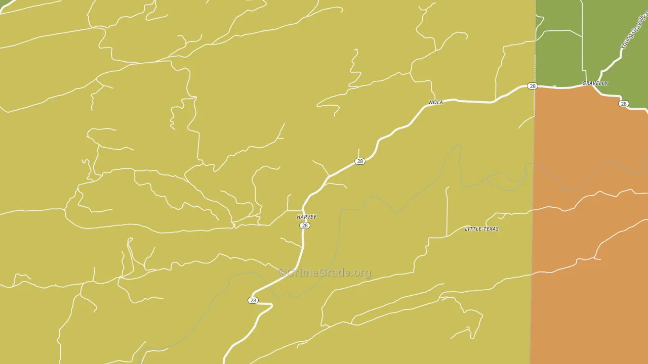Harvey, AR Map of Theft Rates