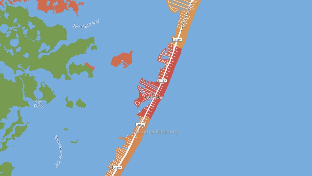 Harvey Cedars, NJ Map of Theft Rates