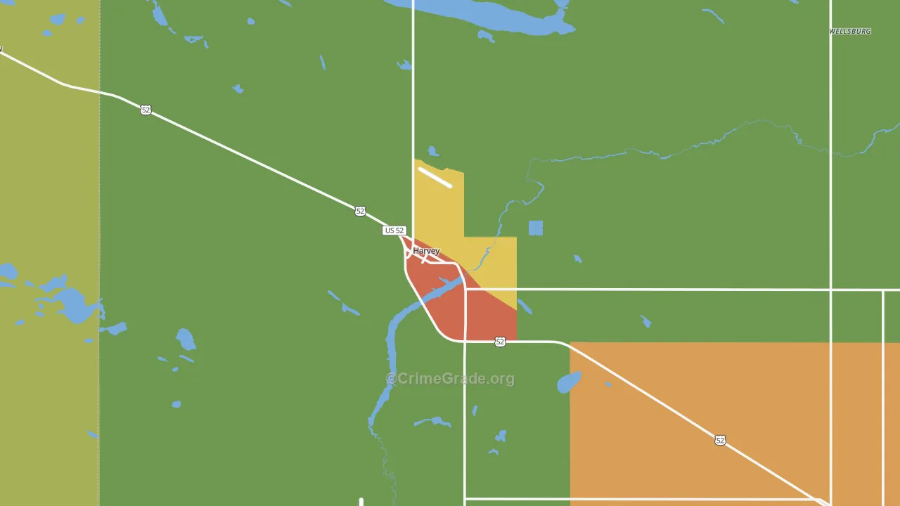Harvey, ND Map of Theft Rates
