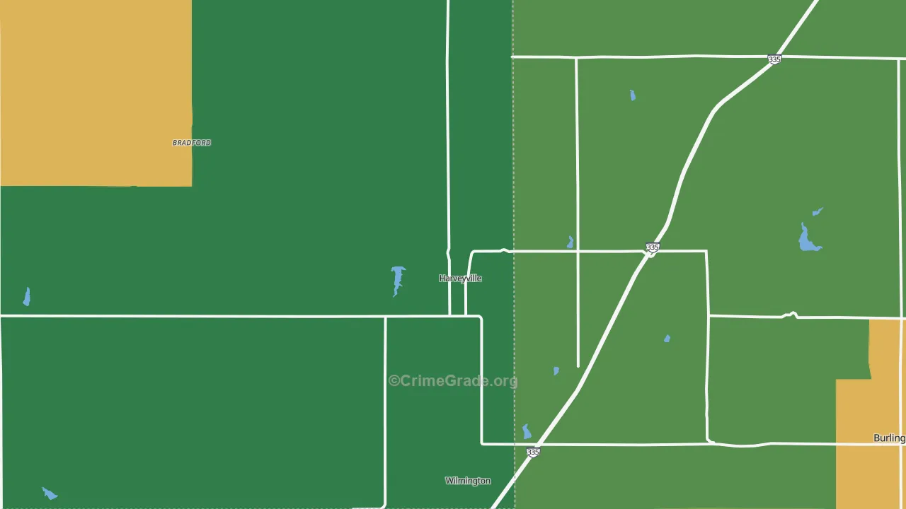 Harveyville, KS Map of Theft Rates