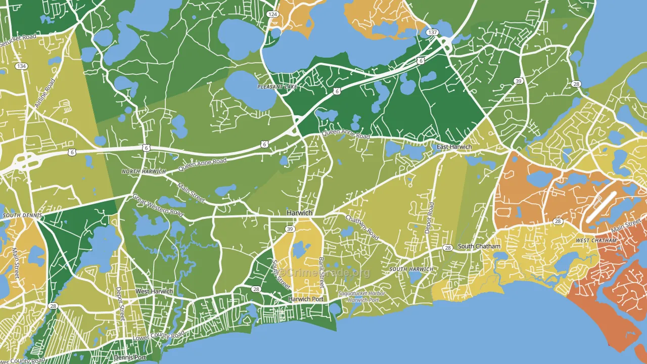 Harwich, MA Map of Theft Rates