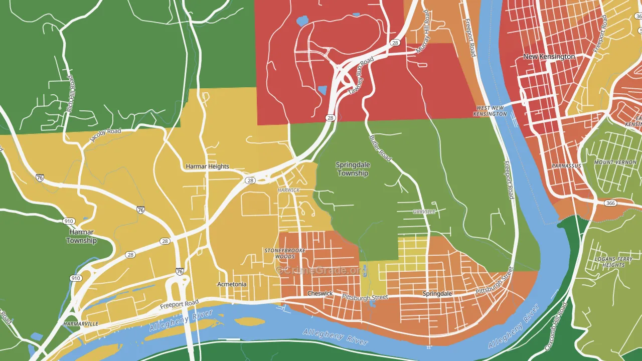 Harwick, PA Map of Theft Rates
