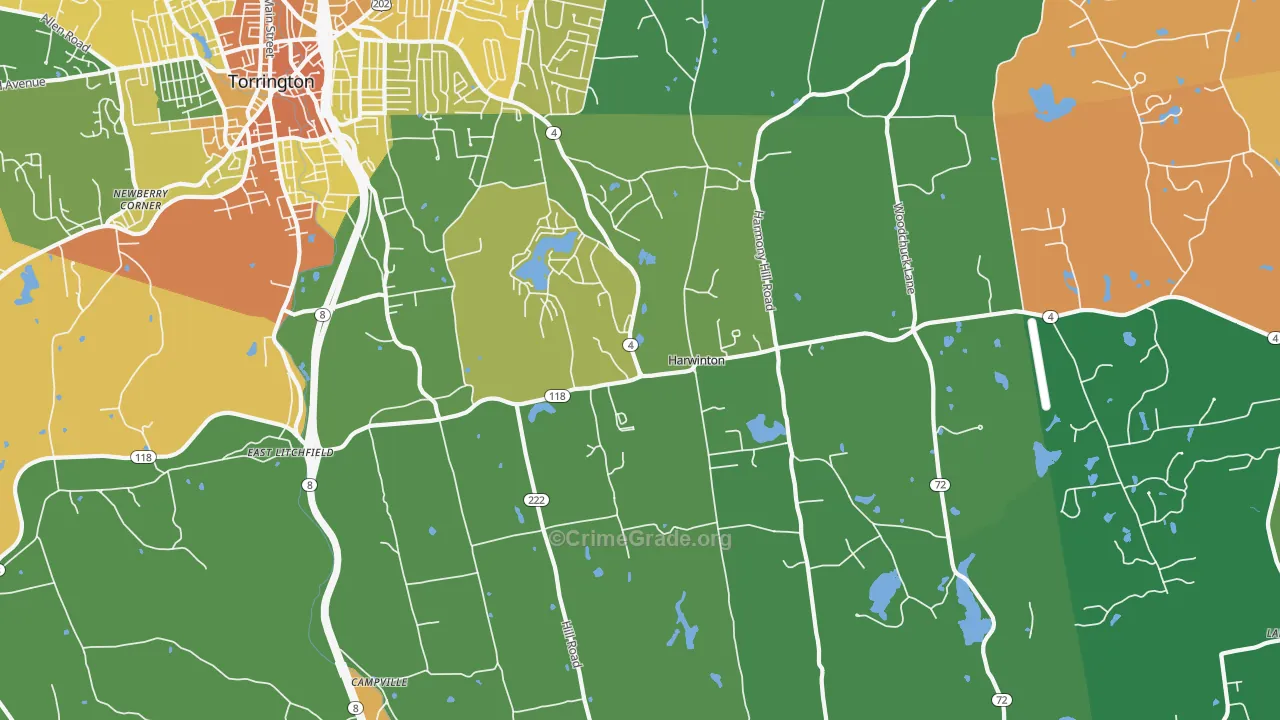Harwinton, CT Map of Theft Rates