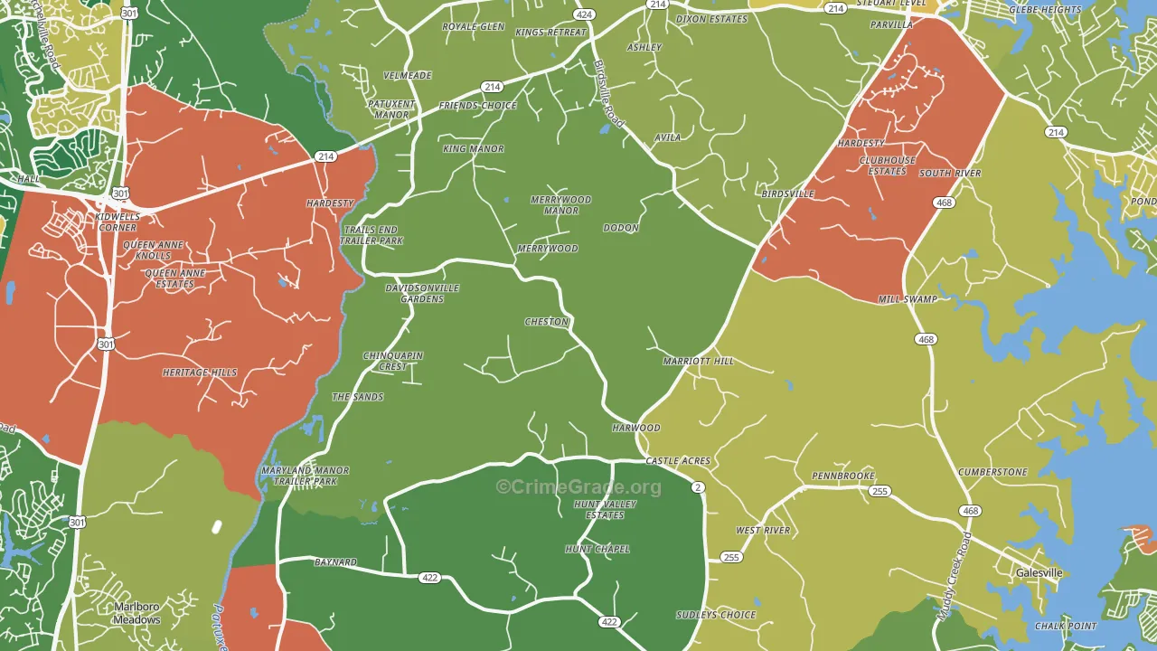 Harwood, MD Map of Theft Rates