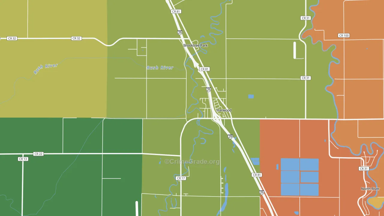 Harwood, ND Map of Theft Rates