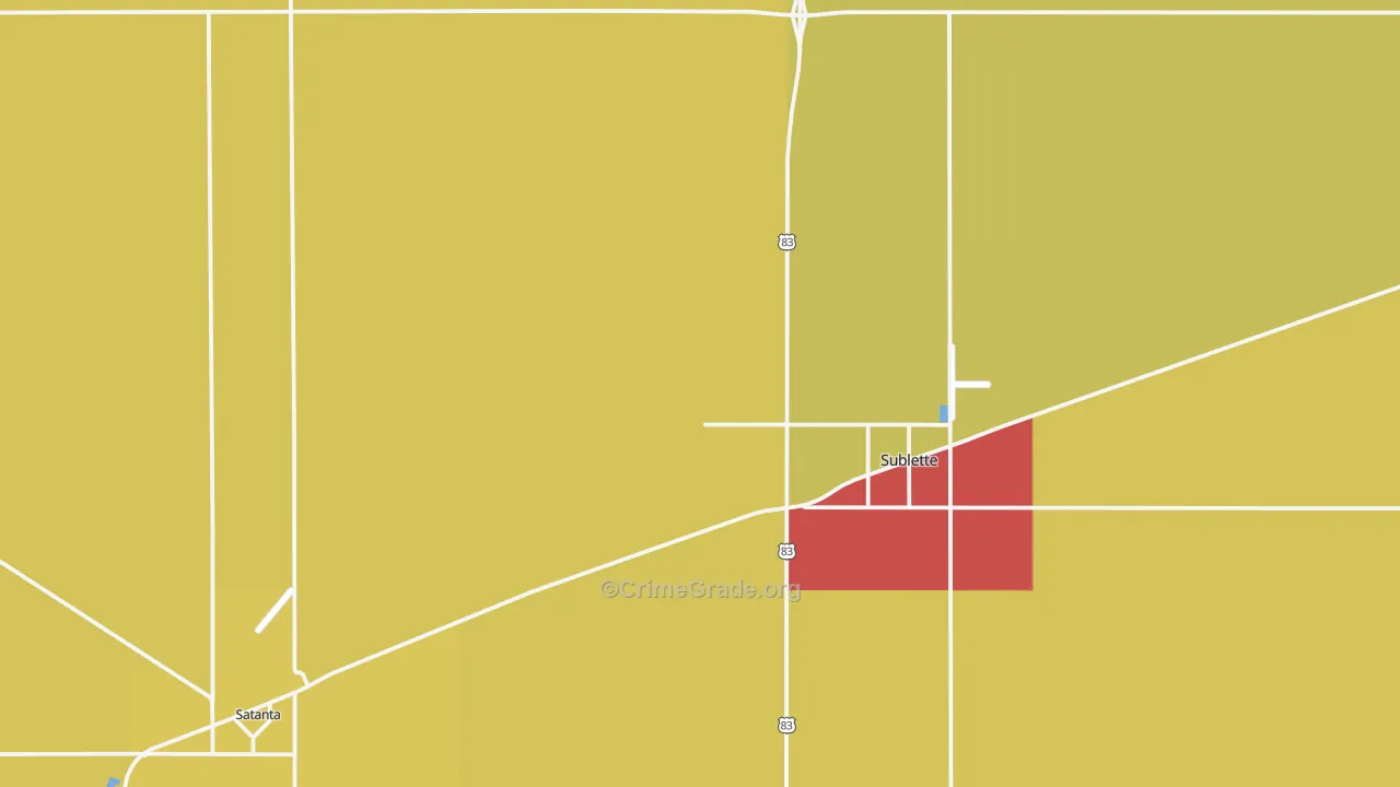 Haskell County, KS Map of Theft Rates