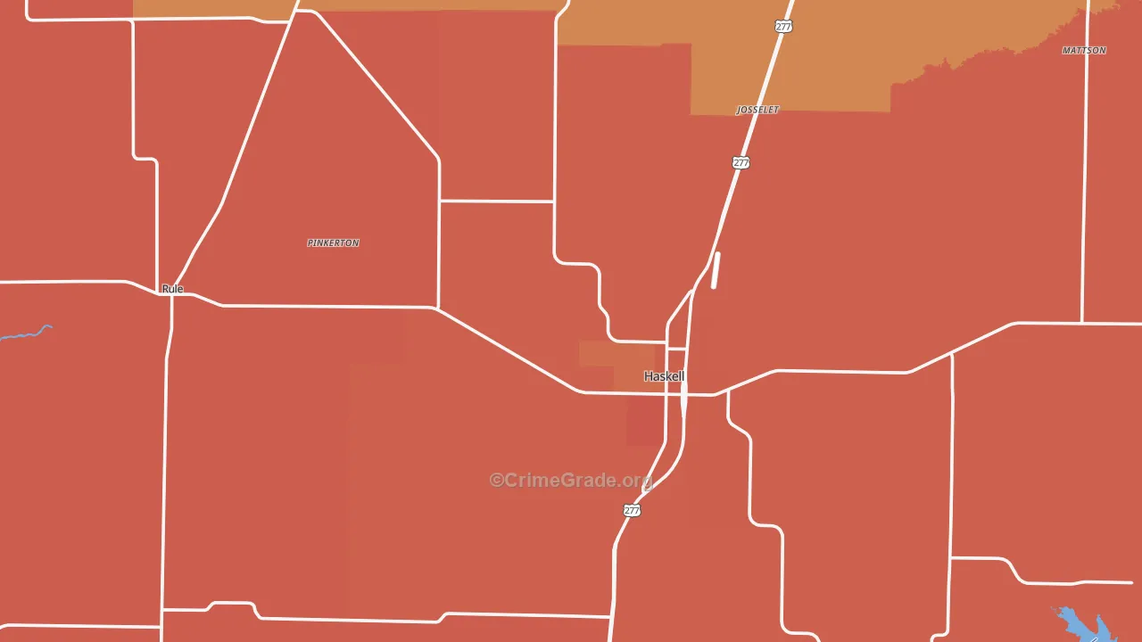 Haskell County, TX Map of Theft Rates
