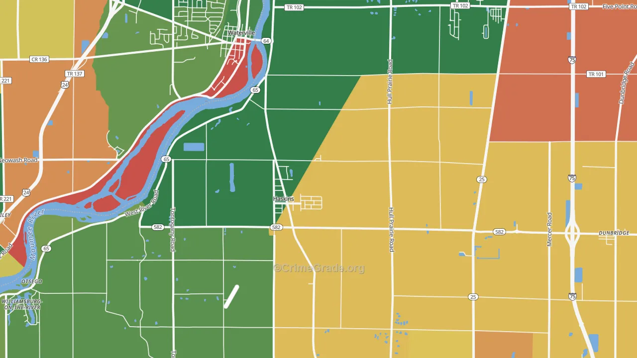 Haskins, OH Map of Theft Rates