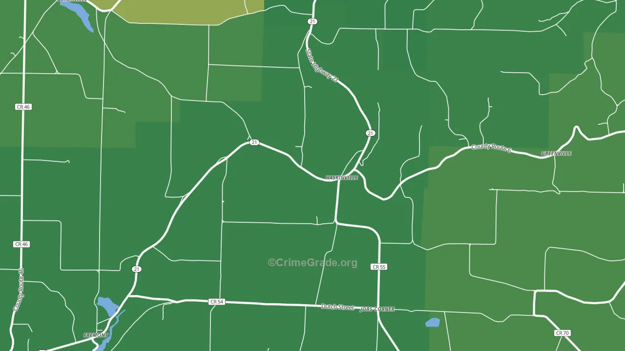 Haskinville, NY Map of Theft Rates