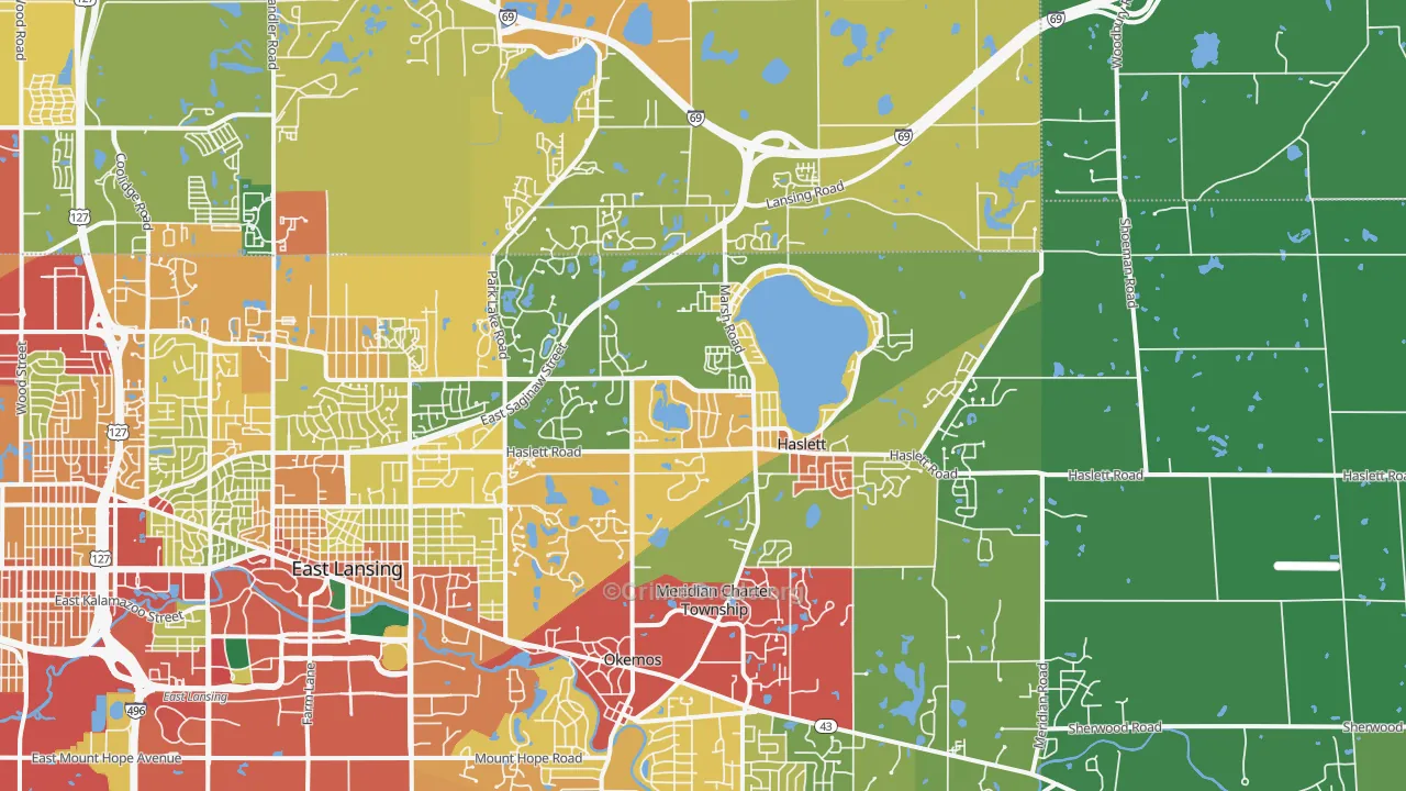 Haslett, MI Map of Theft Rates
