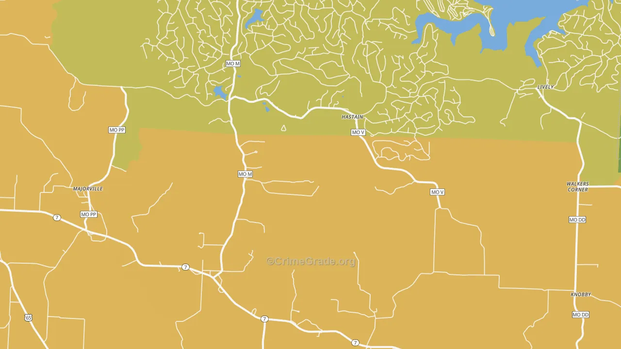 Hastain, MO Map of Theft Rates