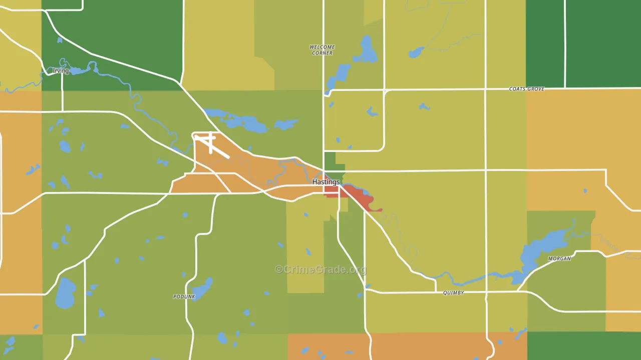 Hastings, MI Map of Theft Rates