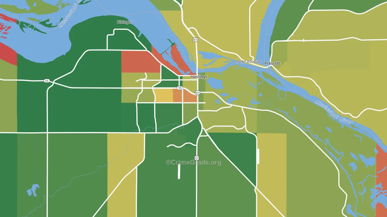Hastings, MN Map of Theft Rates