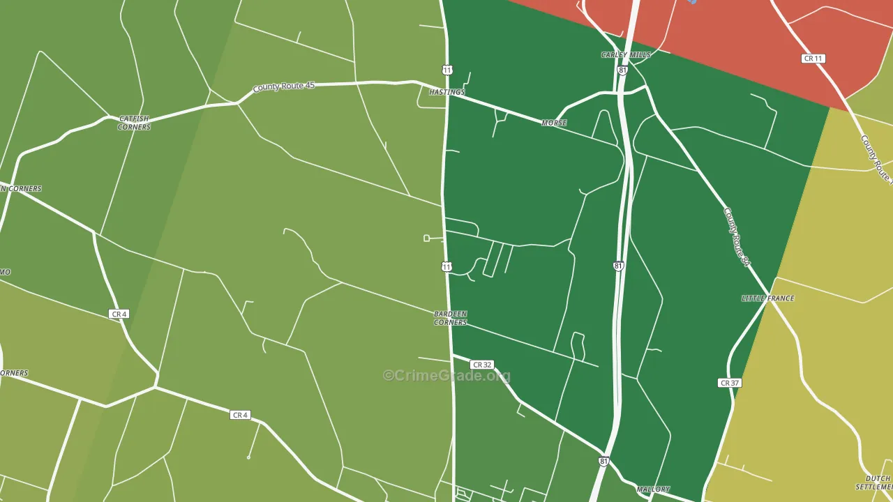 Hastings, NY Map of Theft Rates