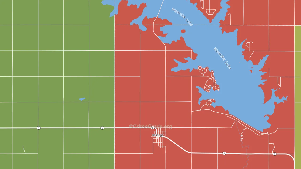 Hastings, OK Map of Theft Rates