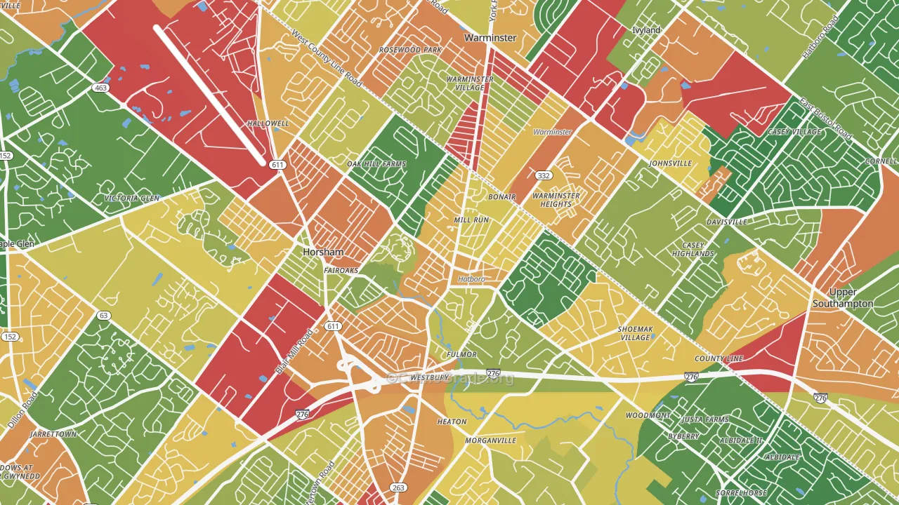 Hatboro, PA Map of Theft Rates