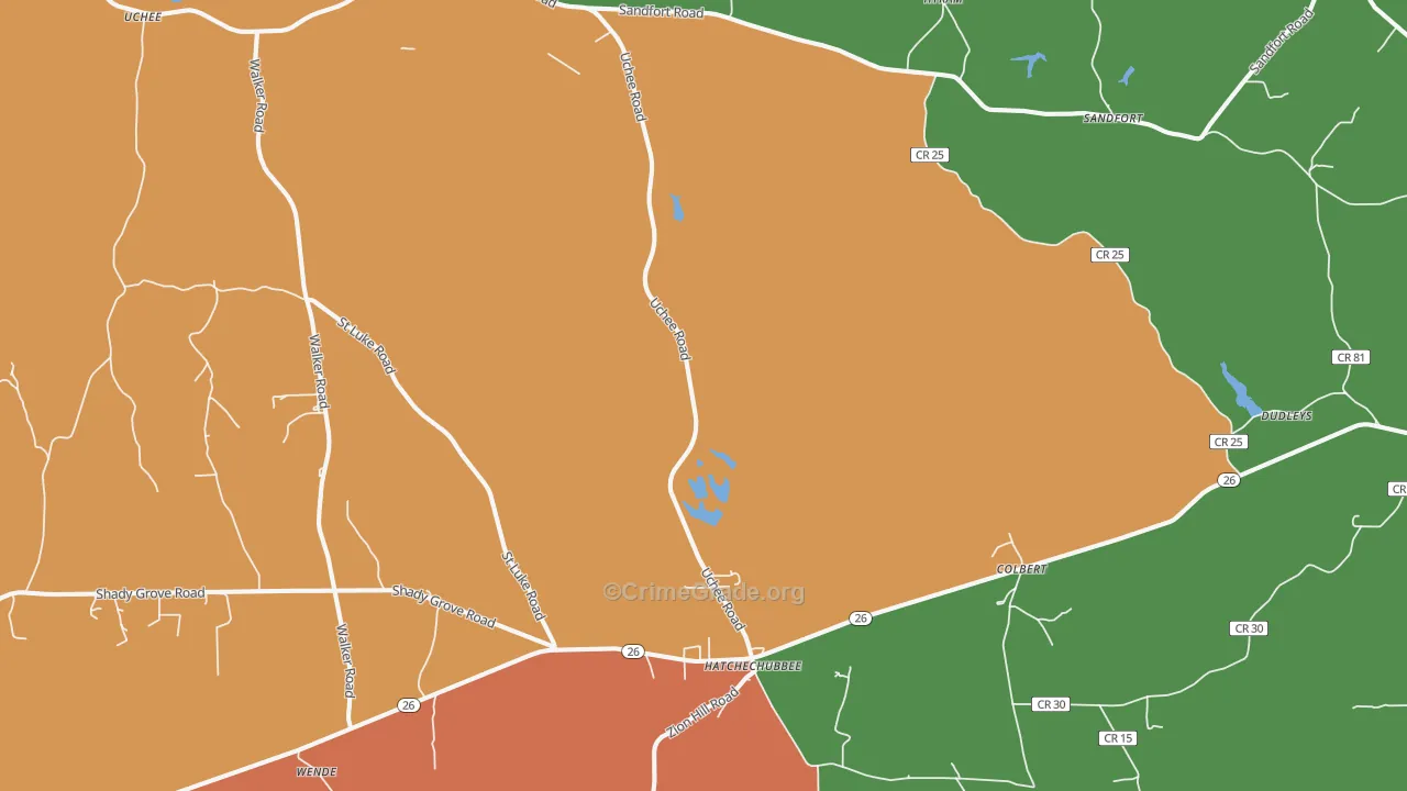 Hatchechubbee, AL Map of Theft Rates