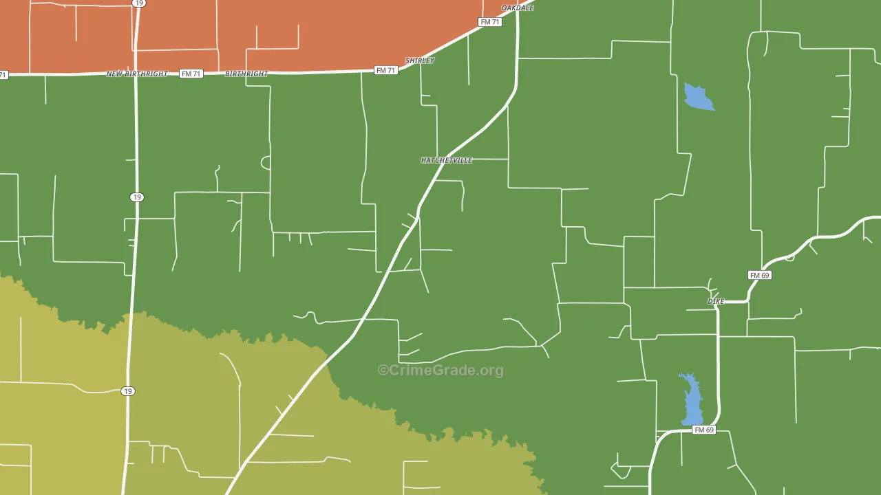 Hatchetville, TX Map of Theft Rates
