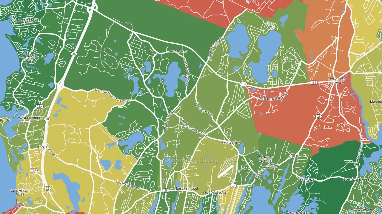Hatchville, East Falmouth, MA Map of Theft Rates