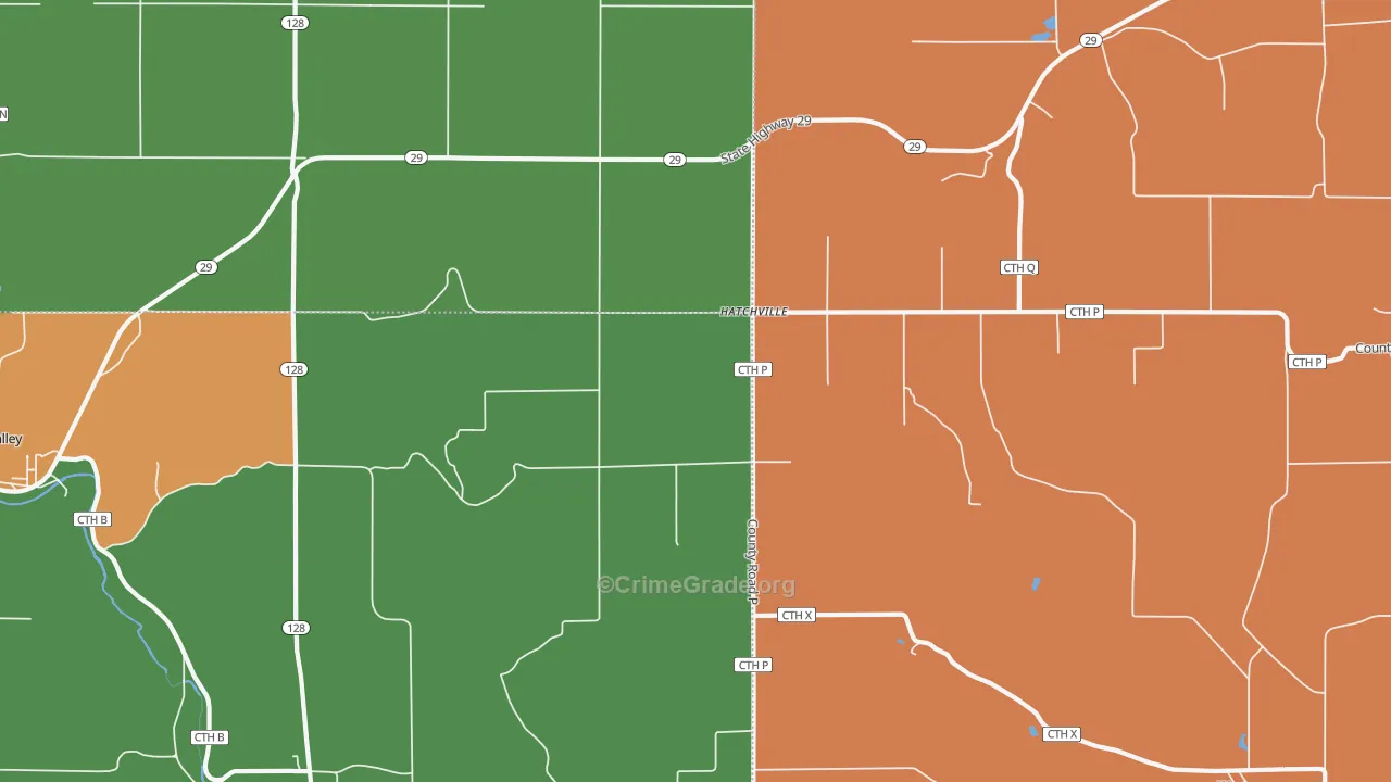 Hatchville, WI Map of Theft Rates