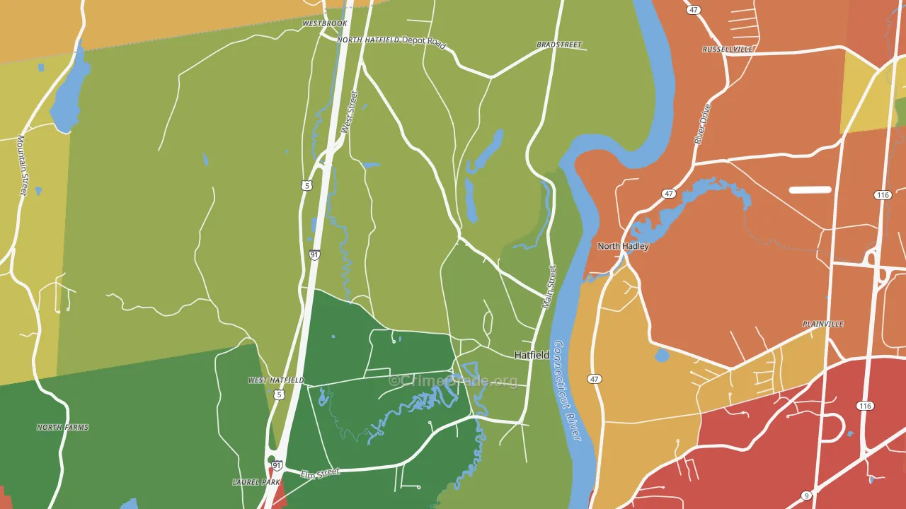 Hatfield, MA Map of Theft Rates