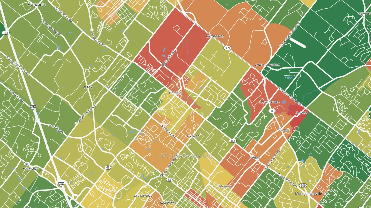 Hatfield, PA Map of Theft Rates