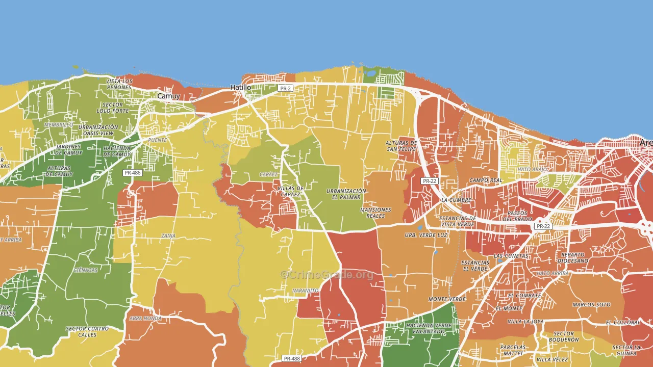 Hatillo, PR Map of Theft Rates