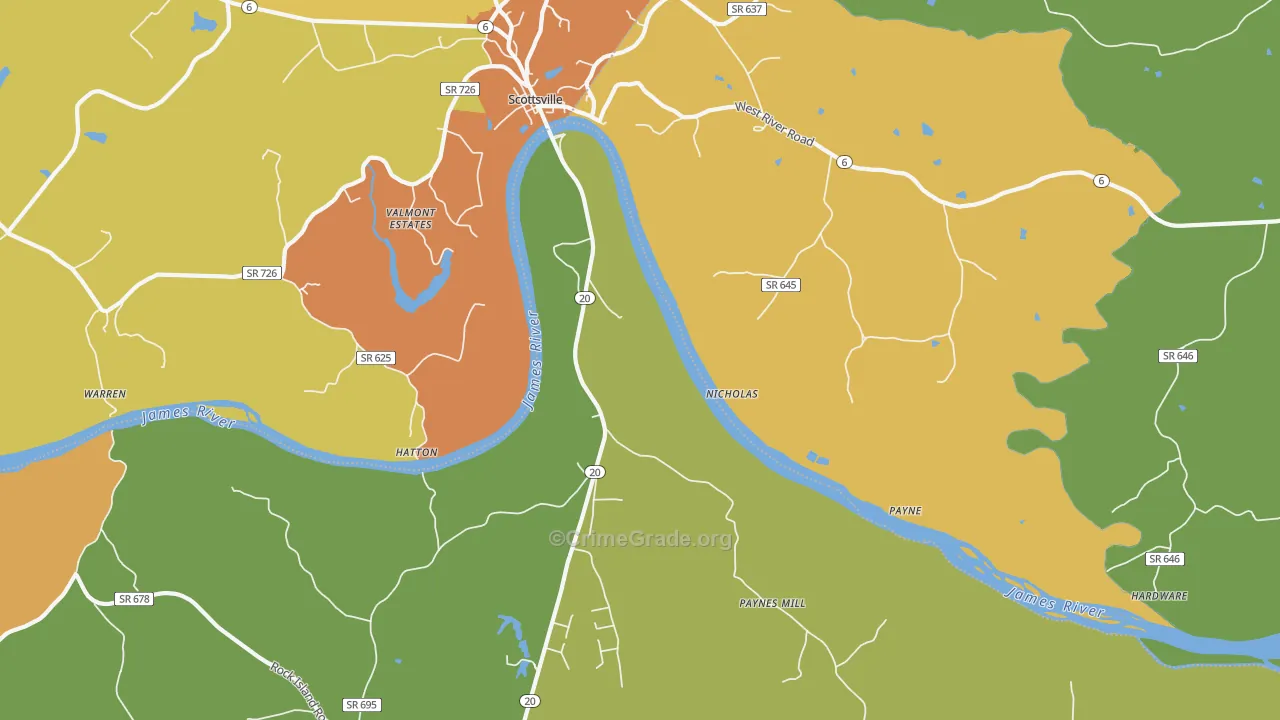 Hatton, VA Map of Theft Rates