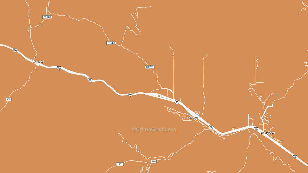 Haugan, MT Map of Theft Rates