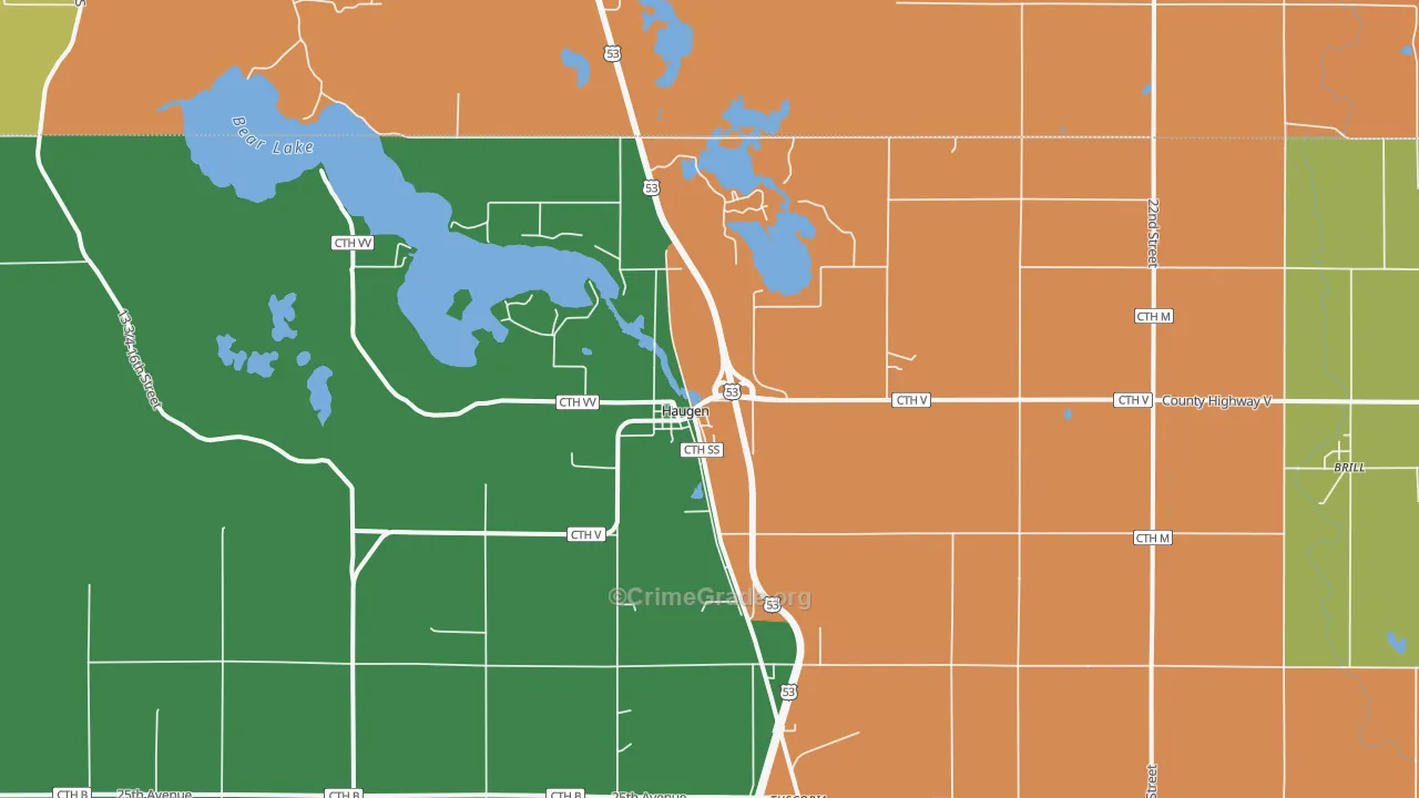 Haugen, WI Map of Theft Rates
