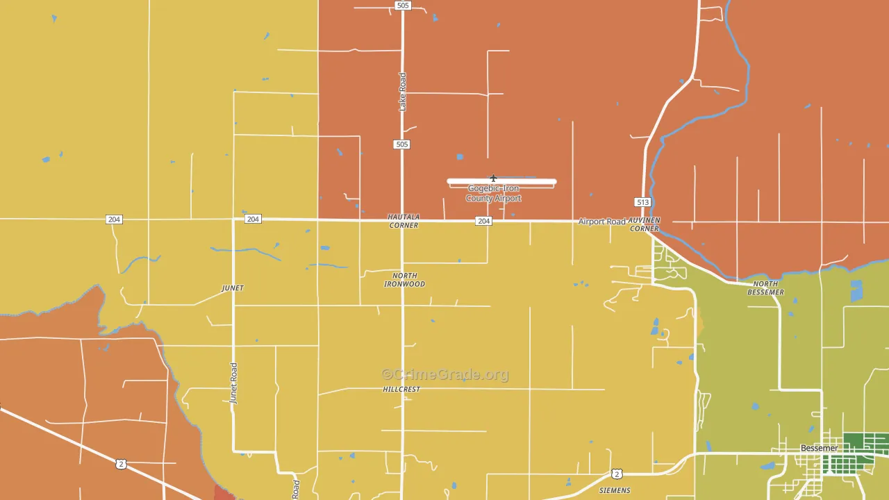 Hautala Corner, MI Map of Theft Rates