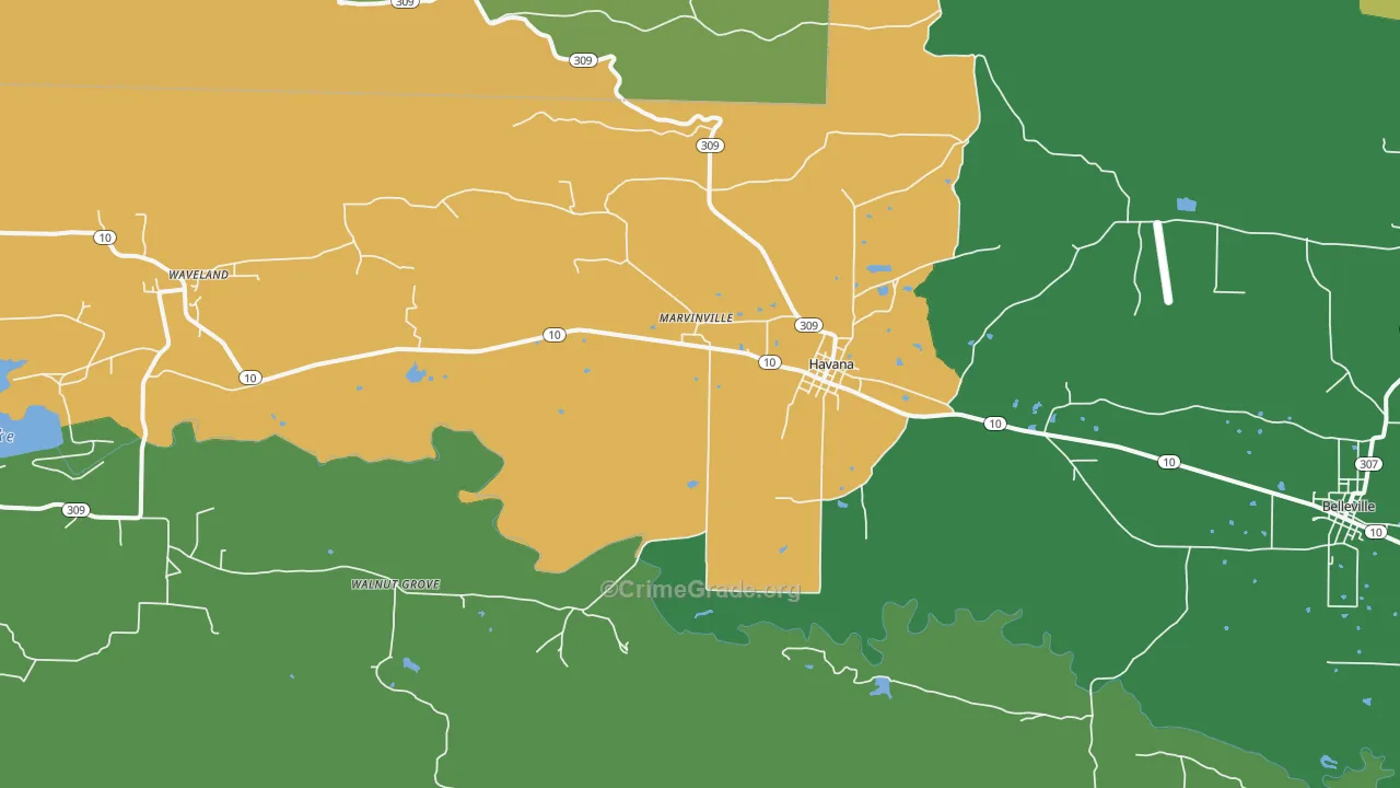 Havana, AR Map of Theft Rates