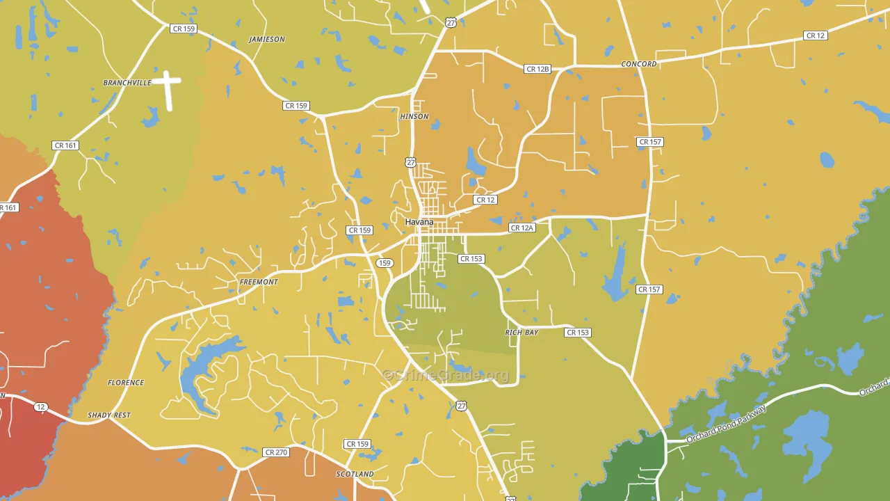Havana, FL Map of Theft Rates