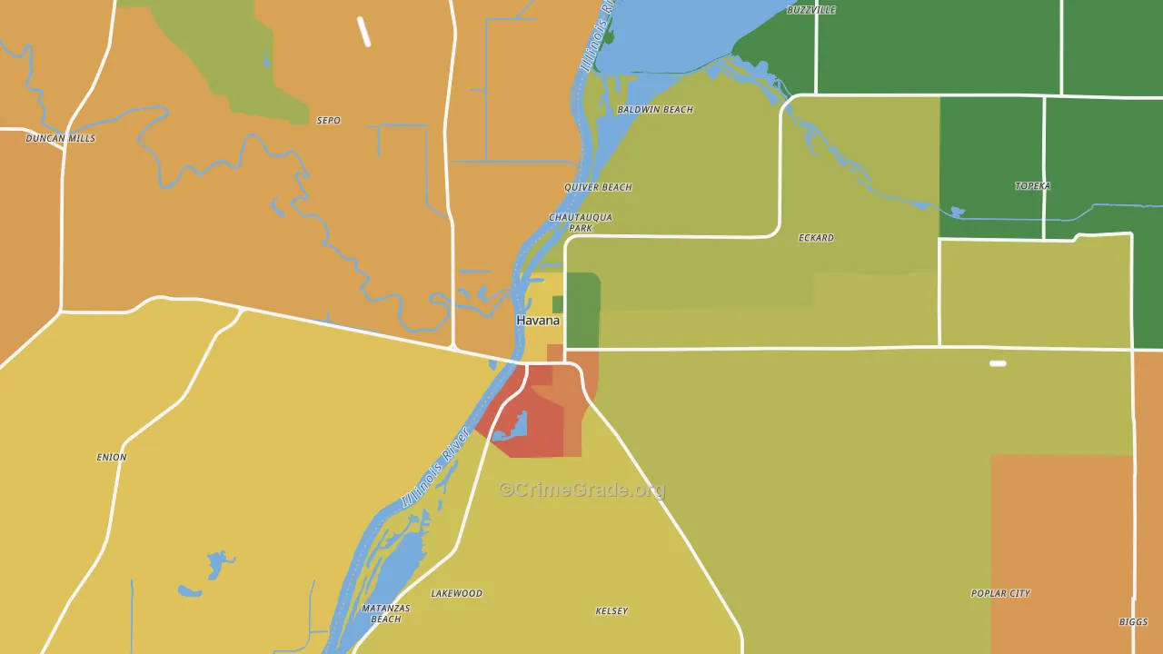 Havana, IL Map of Theft Rates